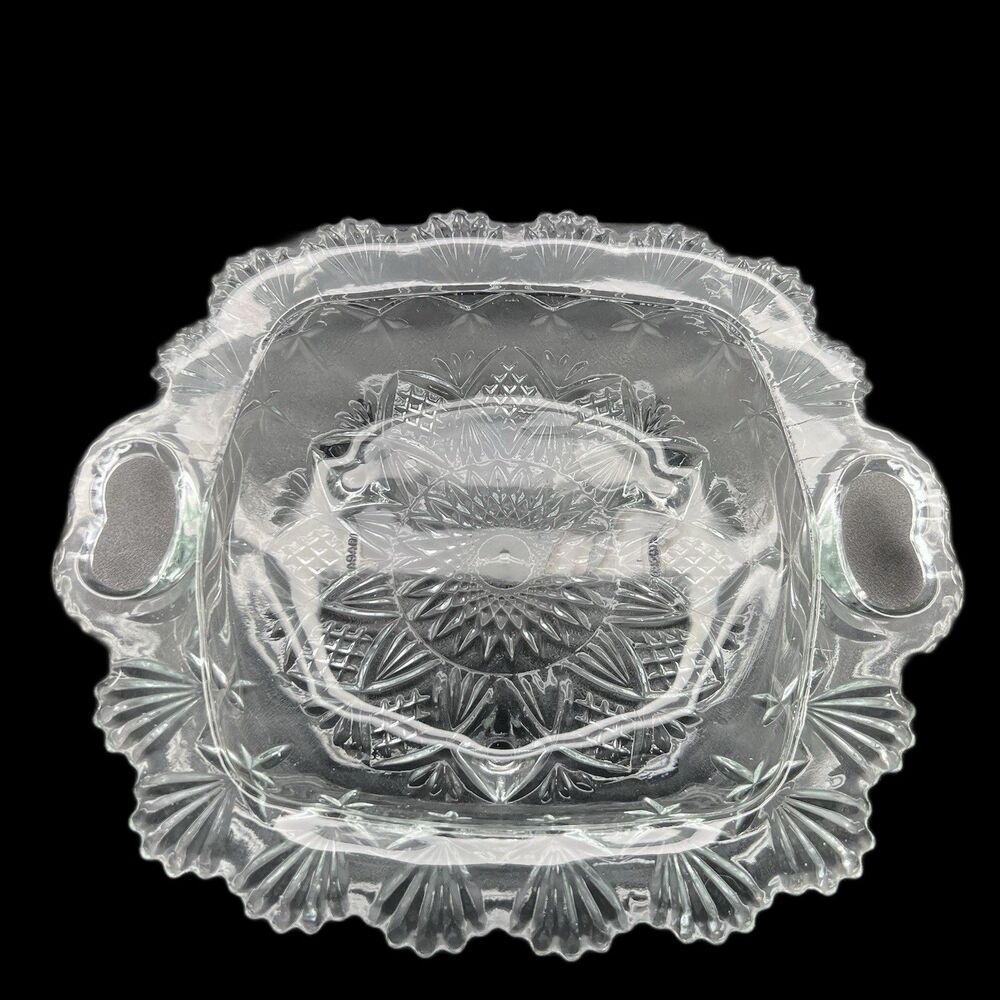 Pasari Indonesia Pressed Glass Serving Dish, 10.5" Vintage